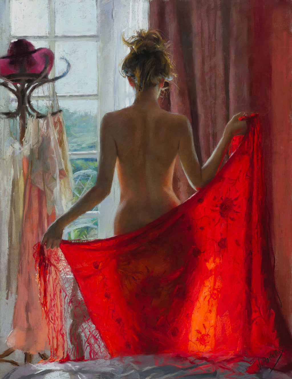 Red Shawl—by Vicente Romero—Limited Edition Print