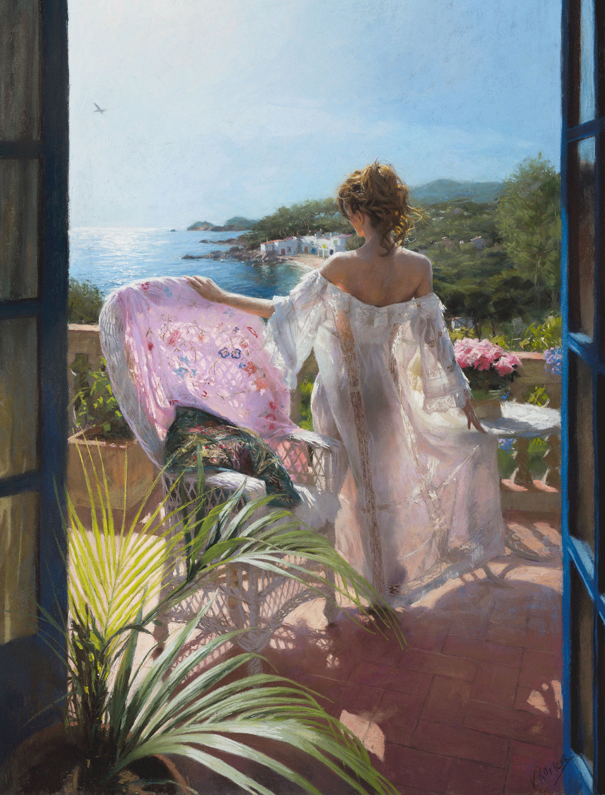 This figurative artwork is a limited edition print of a pastel painting by Vicente Romero. 